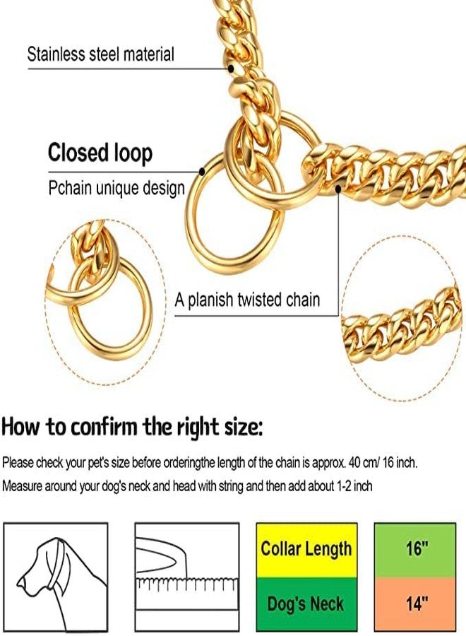 Pups&Pets طوق تدريب للكلاب من Pups&Pets، ذهبي (نحاسي) وفضي (معدني)، سلسلة صغيرة الحلقات، مناسب للكلاب الصغيرة (طول 18 بوصة). - Image 3